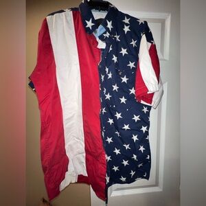 Vintage/Y2K Ralph Lauren Chaps American Flag button down short sleeve shirt